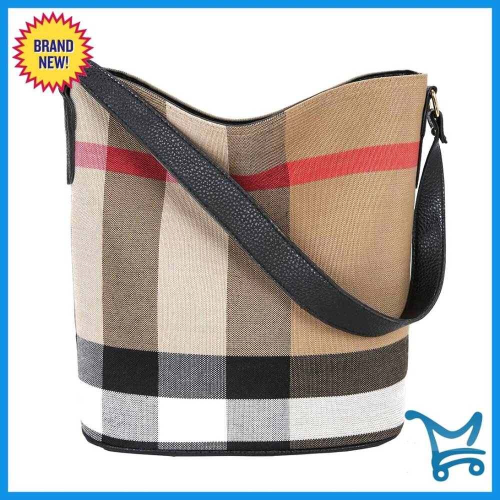 Canvas Tote Bag with Leather Strap, Adjustable Shoulder, Large Capacity